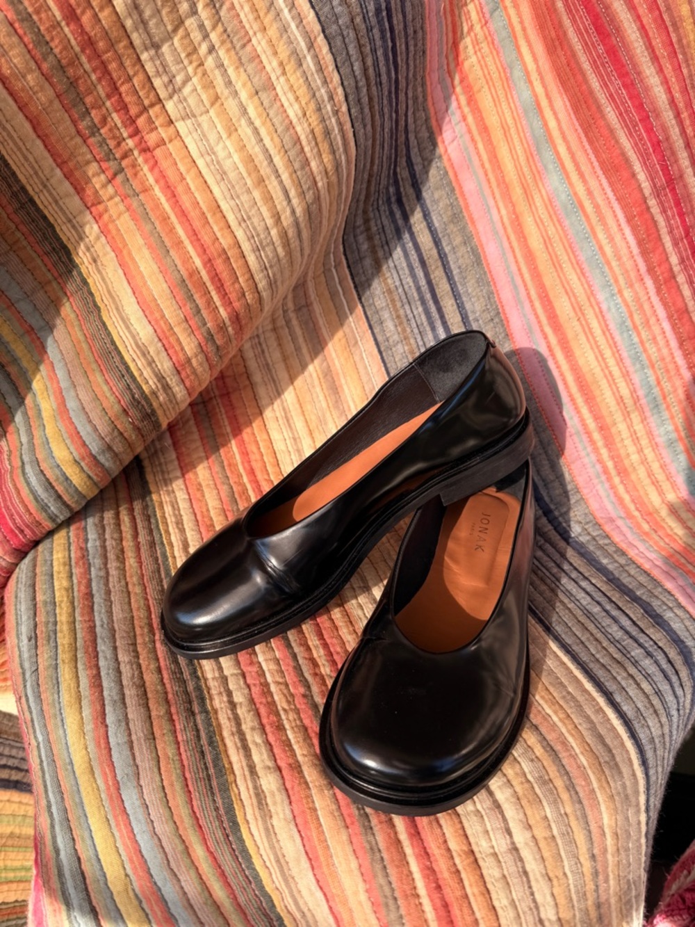 Women's Black Patent Leather Slip-On Flats - Picture 3 of 8